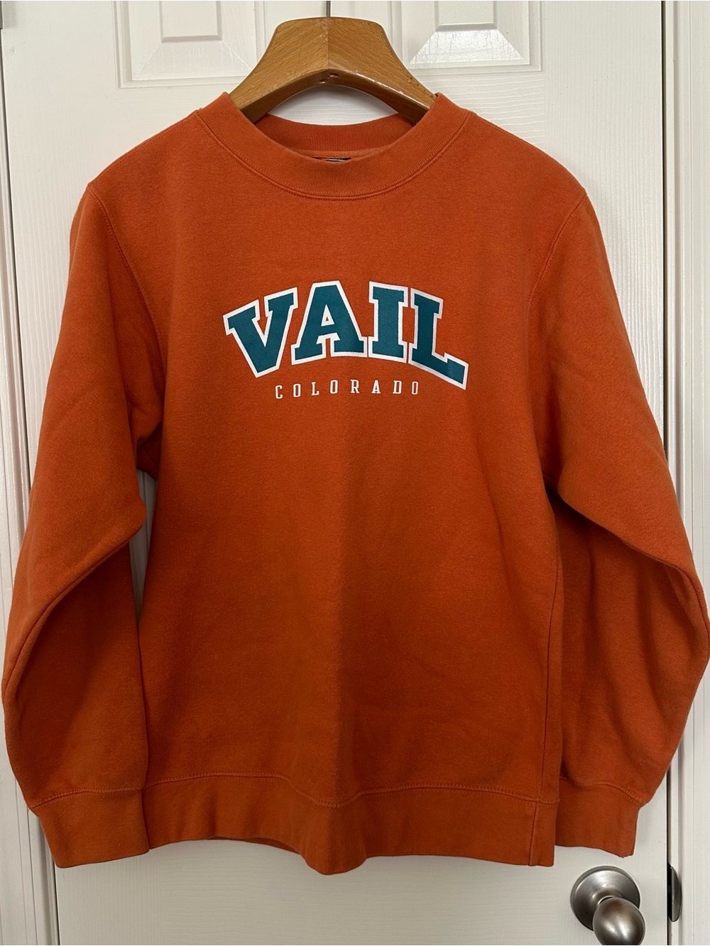 Crewneck Sweater - Vail Colorado Graphic in Rust Orange